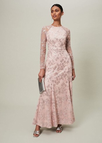 Phase Eight Natalya Sequin Floral Dress Pink Canada | AXCKQZ-681